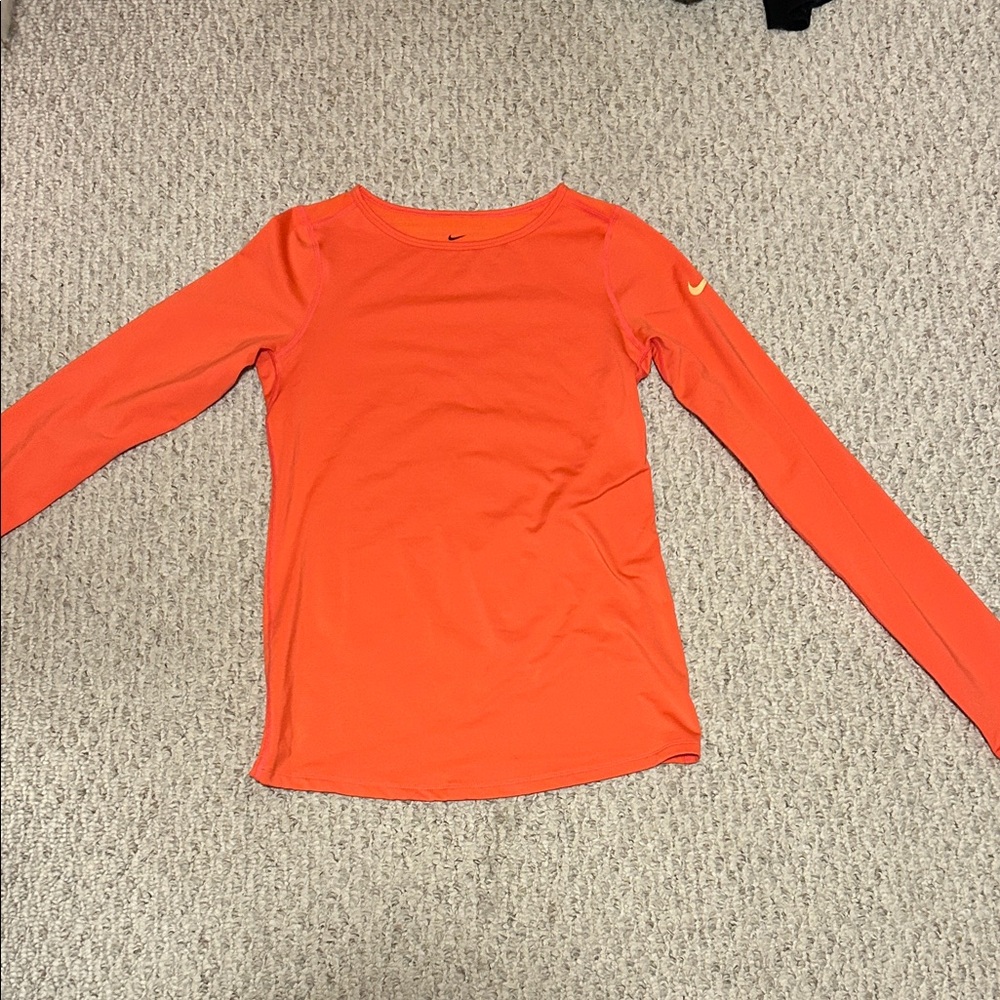 Nike Bright Orange/Red Long Sleeve Crew Athletic Top